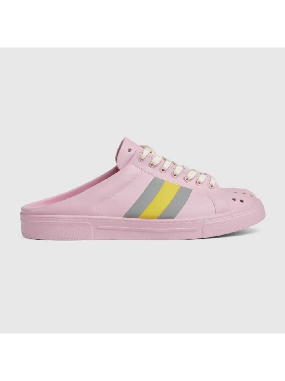 NEW Women's Gucci Ace Rubber Lace Up mules sz 39 Shoes Pink Sneakers
